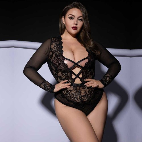 lace teddy with sleeves