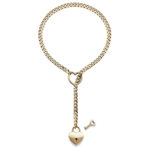 Deluxe-Fetish-Slip-Chain-Heart-with-Key-Gold