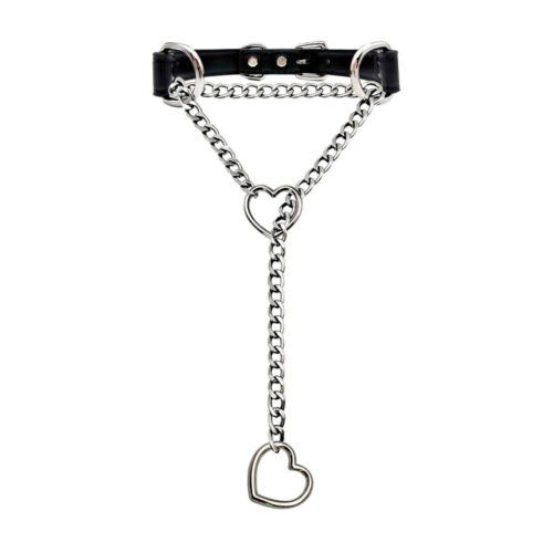Ledom-Slip-Chain-Faux-Leather-Backing-Black-with-Silver-Metal