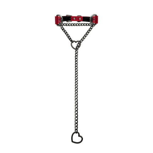 Ledom-Slip-Chain-Faux-Leather-Backing-Red-with-Black-Metal-2