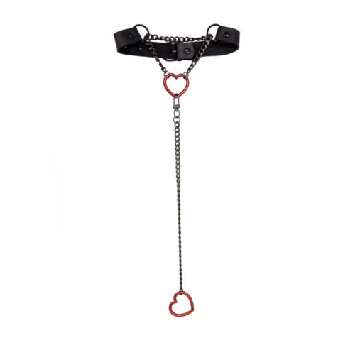 Deluxe-Fetish-Slip-Chain-Faux-Leather-Backing-BlackRed