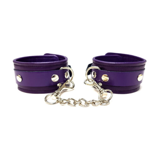 RHC1045PU-Wrist-Cuffs-Leather-Purple-Rolled-Up
